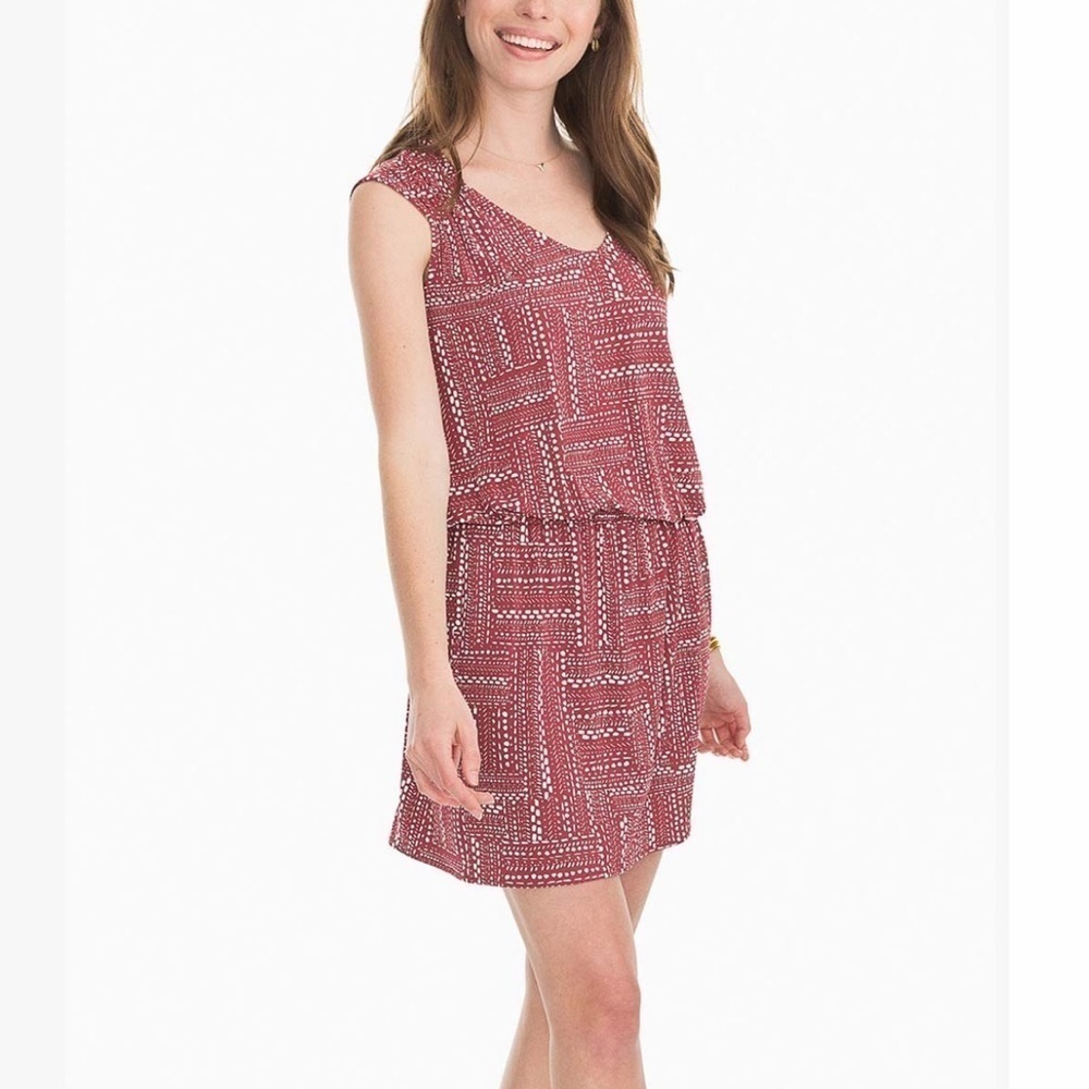 🆕 Chianti Abstract Gameday Cap-Sleeve Drop-Waist Dress